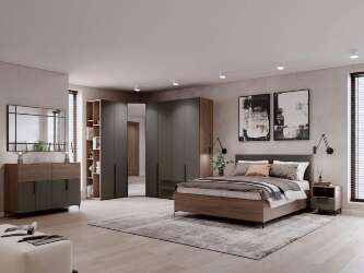 Спальня Харди 1 Дуб Делано Темный / Грин софт Спальня Харди 1 Дуб Делано Темный / Грин софт