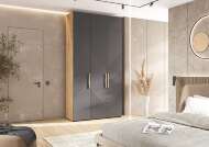 Шкаф Ирис с антресолью (1350), Браш Графит, Дуб Крафт Шкаф Ирис с антресолью (1350), Браш Графит, Дуб Крафт